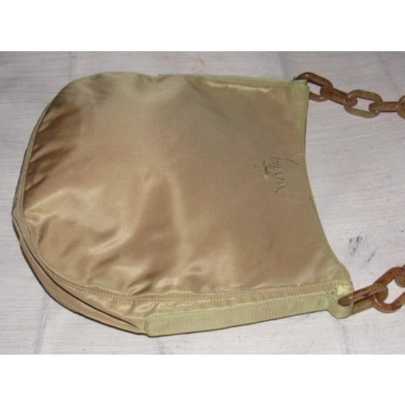 Prada Vintage Iridescent Gold Champagne Fabric With A Marbled Lucite Chain Strap - Picture 3 of 12